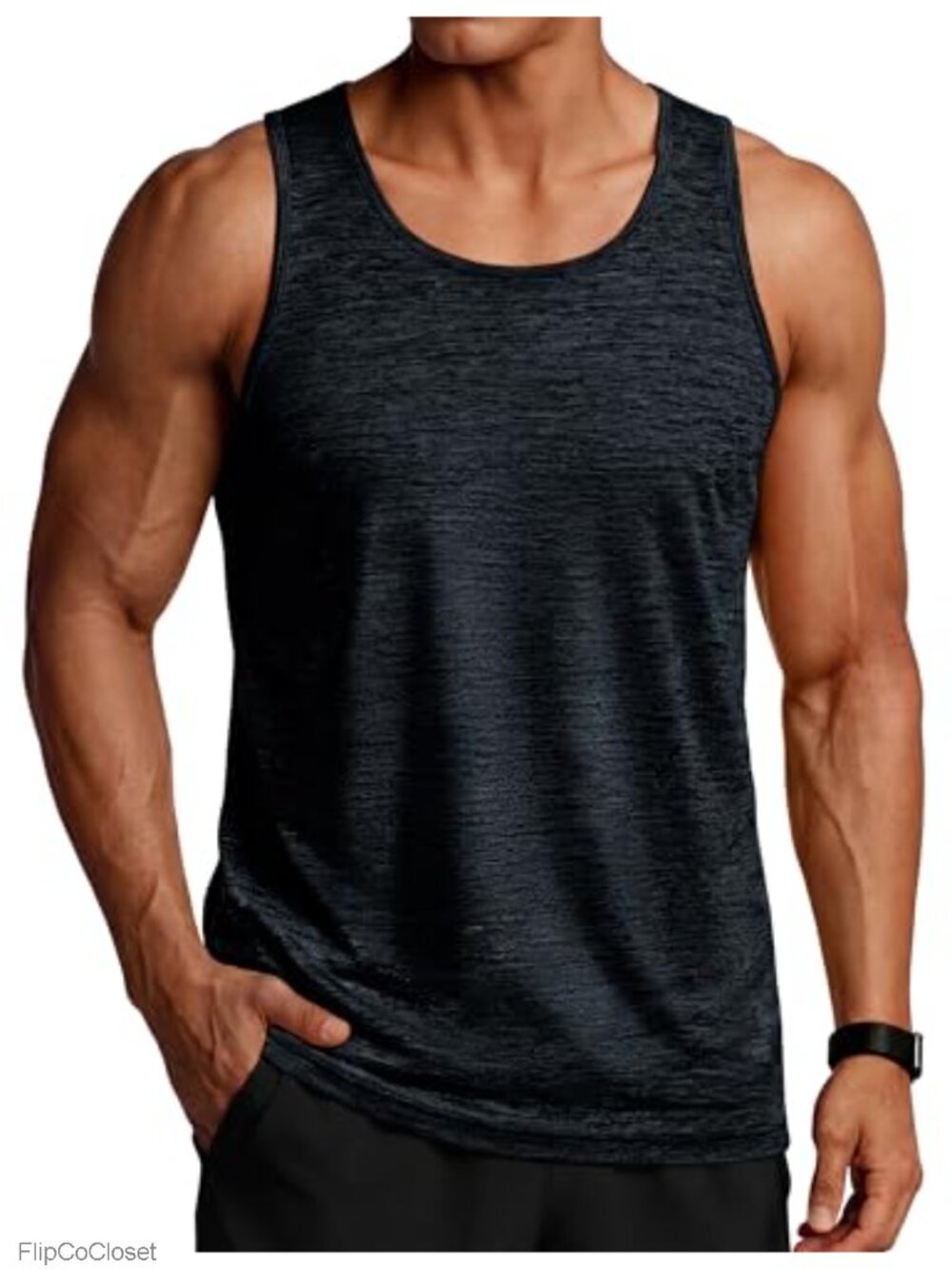 Men's Quick Dry Tank Top Sleeveless Workout Muscle Shirt 4-Way Stretch Gym